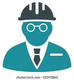 Blind Engineer vector icon. Style is bicolor flat symbol, soft blue colors, rounded angles, white background.