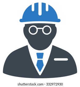 Blind Engineer vector icon. Style is bicolor flat symbol, smooth blue colors, rounded angles, white background.