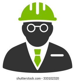 Blind Engineer vector icon. Style is bicolor flat symbol, eco green and gray colors, rounded angles, white background.