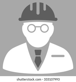 Blind Engineer vector icon. Style is bicolor flat symbol, dark gray and white colors, rounded angles, silver background.