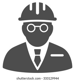 Blind Engineer vector icon. Style is flat symbol, gray color, rounded angles, white background.