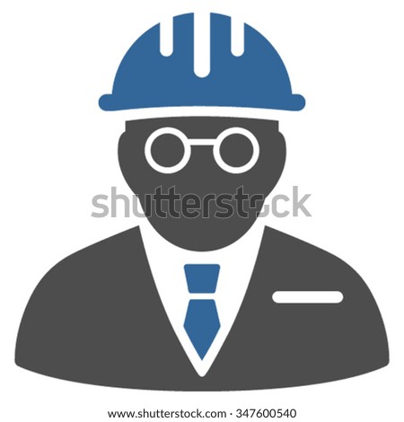 Blind Engineer vector icon. Style is bicolor flat symbol, cobalt and gray colors, rounded angles, white background.