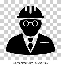 Blind Engineer vector pictogram. Illustration style is flat iconic black symbol on a transparent background.