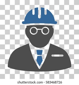 Blind Engineer vector pictogram. Illustration style is flat iconic bicolor cobalt and gray symbol on a transparent background.