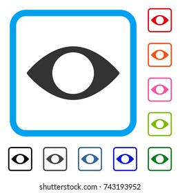 Blind Eye icon. Flat gray iconic symbol inside a light blue rounded rectangle. Black, gray, green, blue, red, orange color additional versions of Blind Eye vector. Designed for web and software UI.