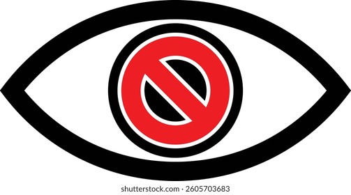 Blind Eye with Restriction Icon Symbol