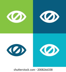 Signo ocular ciego Plano cuatro colores conjunto de iconos mínimo