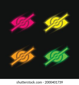 Blind four color glowing neon vector icon