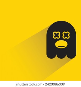 blind ghost icon with shadow on yellow background