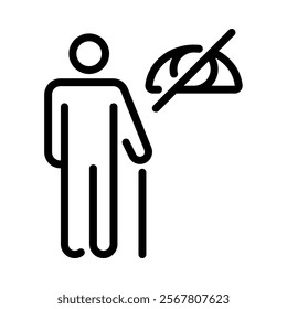 Blind human icon. Simple outline style. Vector. Isolate on white background.