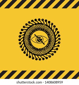 blind icon black grunge emblem inside yellow warning sign. Vector Illustration. Detailed.