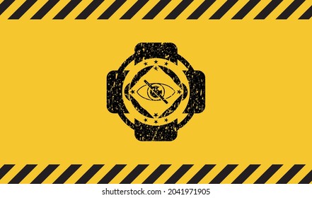 blind icon grunge black emblem with yellow background, warning sign. Vector Illustration. Detailed. 