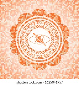 blind icon inside abstract orange mosaic emblem with background