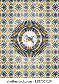 blind icon inside arabesque badge. arabic decoration.