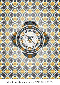 blind icon inside arabesque badge. arabic decoration.