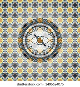 blind icon inside arabesque badge. arabic decoration.