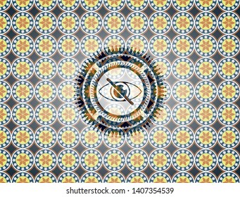 blind icon inside arabesque badge background. arabic decoration.