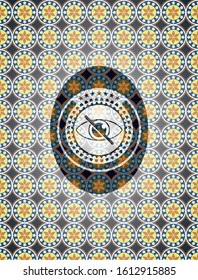 blind icon inside arabesque badge background. arabic decoration.