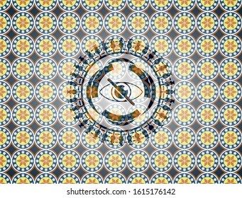 blind icon inside arabesque badge. arabic decoration.