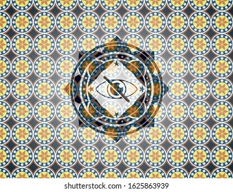 blind icon inside arabesque badge. arabic decoration.
