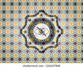 blind icon inside arabesque emblem background. arabic decoration.