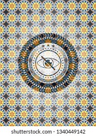 blind icon inside arabesque emblem. arabic decoration.