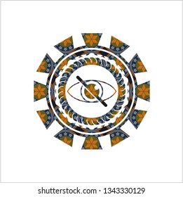 blind icon inside arabesque emblem background. arabic decoration.