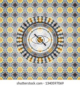 blind icon inside arabesque style emblem. arabic decoration.
