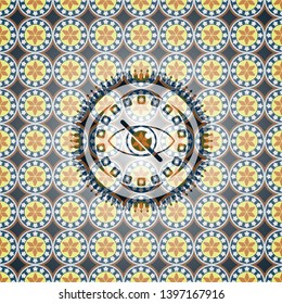 blind icon inside arabesque style badge. arabic decoration.