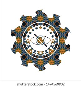 blind icon inside arabesque style badge. arabic decoration.