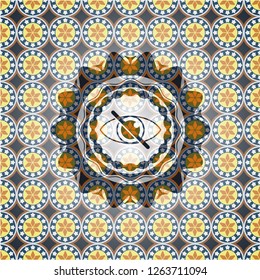 blind icon inside arabic emblem. Arabesque decoration.