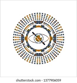 blind icon inside arabic emblem. Arabesque decoration.