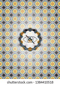 blind icon inside arabic emblem background. Arabesque decoration.