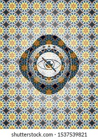 blind icon inside arabic emblem. Arabesque decoration.
