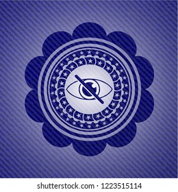 blind icon inside badge with denim background