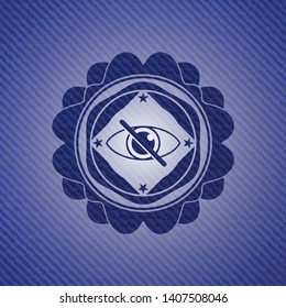 blind icon inside badge with denim texture