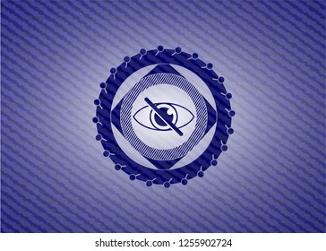 blind icon inside badge with jean texture