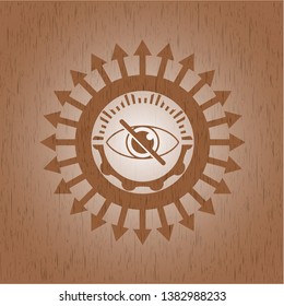 blind icon inside badge with wooden background