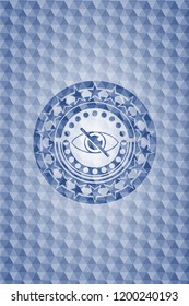blind icon inside blue polygonal badge.