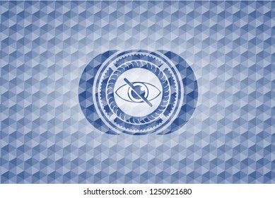 blind icon inside blue polygonal emblem.