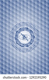 blind icon inside blue polygonal badge.