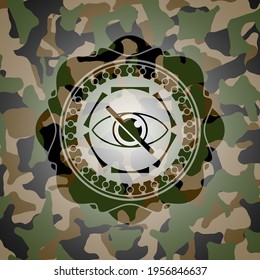 blind icon inside camouflage emblem. 