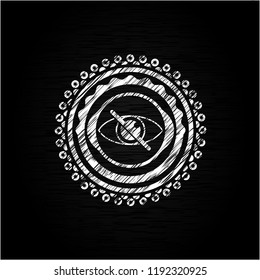 blind icon inside chalk emblem written on a blackboard