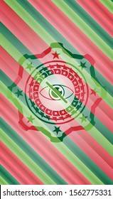 blind icon inside christmas colors emblem.