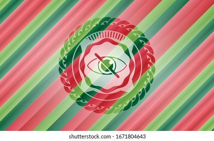 icono ciego dentro de la insignia de los colores de Navidad.