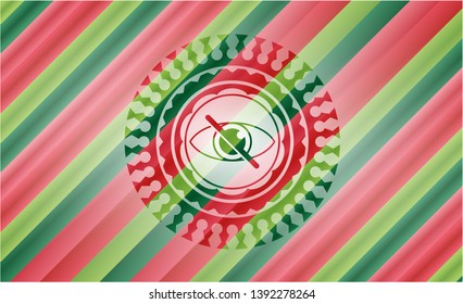 blind icon inside christmas style badge..