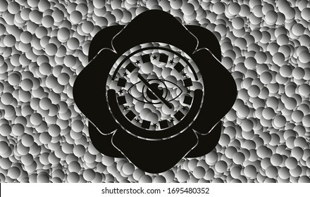 blind icon inside dark emblem with grey bubbles background. Retro. Vector Illustration. Detailed.