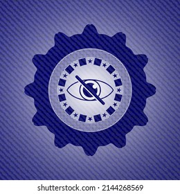 Blindsymbol im Emblem mit Denim-Textur. 