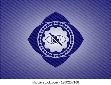 blind icon inside emblem with jean background