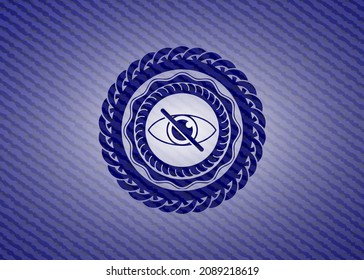 Blindsymbol im Inneren des Emblems mit jean Textur. 